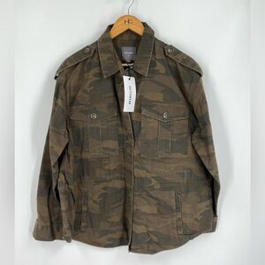 Next Military Field Jacket Green Brown Camouflage Denim Jacket size 18
